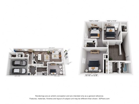 Floor plan for 4 beds, 2.5 baths, 1965 sqft